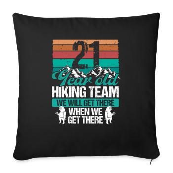 21 Birthday Sloth Hiking Mountains 21 Year Old - Sofakissenbezug 45 x 45 cm - Schwarz - Vorne