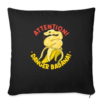Banana Ball Python Attention Dangerous Banana - Sofa pillowcase 17,3'' x 17,3'' (45 x 45 cm) - black - Front