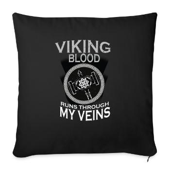 Viking Hammer - Wikingerblut fließt durch meine - Sofakissenbezug 45 x 45 cm - Schwarz - Vorne