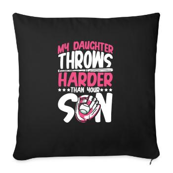 Daughter throws hard - Sofa pillowcase 17,3'' x 17,3'' (45 x 45 cm) - black - Front