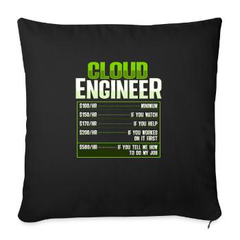 Sys Admin and Developer Cloud Devops Engineer - Sofa pillowcase 17,3'' x 17,3'' (45 x 45 cm) - black - Front