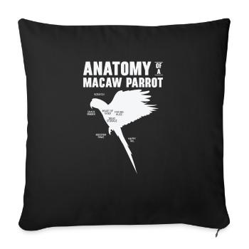 Macaw Anatomy Birdwatching Parrot Bird Lover - Sofa pillowcase 17,3'' x 17,3'' (45 x 45 cm) - black - Front