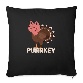 Purrkey Turkey Day Chaton Drôle de Thanksgiving - Housse de coussin décorative 45 x 45 cm - noir - Devant