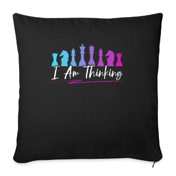 Je pense Grand maître jeu de société joueur d’échecs - Housse de coussin décorative 45 x 45 cm - noir - Devant