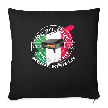 Pizza Chef - Mon Four, MES RÈGLES - Housse de coussin décorative 45 x 45 cm - noir - Devant