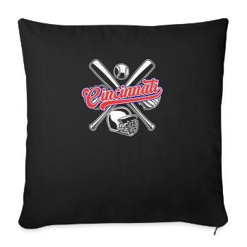 Baseball vintage Cincinnati Baseball en détresse - Housse de coussin décorative 45 x 45 cm - noir - Devant
