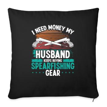 Spearfisher Husband Vintage Freediving Funny - Sofakissenbezug 45 x 45 cm - Schwarz - Vorne