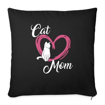 Chats mignons Maman Chats Fan Cadeau Chats - Housse de coussin décorative 45 x 45 cm - noir - Devant