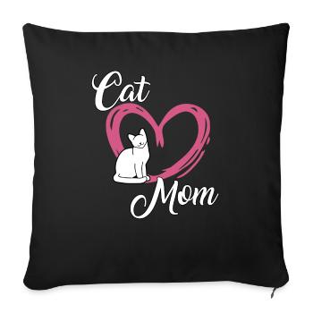 Cat owner cat mom cute cat gift cats - Sofa pillowcase 17,3'' x 17,3'' (45 x 45 cm) - black - Front