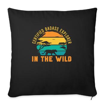 Safari Wildlife Certified Explorer In The Wild - Sofa pillowcase 17,3'' x 17,3'' (45 x 45 cm) - black - Front