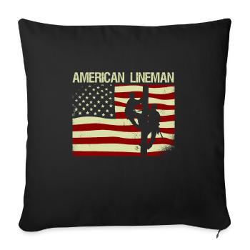 Patriotic Electrician American Flag Lineman - Sofa pillowcase 17,3'' x 17,3'' (45 x 45 cm) - black - Front