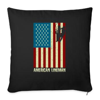 Joueur de ligne du drapeau américain - Housse de coussin décorative 45 x 45 cm - noir - Devant