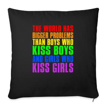 Le monde a de plus gros problèmes que les personnes LGBTQ+ - Housse de coussin décorative 45 x 45 cm - noir - Devant