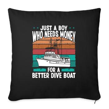 Spearfisher Bateau de plongée apnée Apnée Plongeur - Housse de coussin décorative 45 x 45 cm - noir - Devant