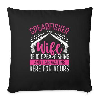 Spearfisher Épouse Apnée Apnée Plongeur Speargun - Housse de coussin décorative 45 x 45 cm - noir - Devant