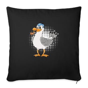 Capitaine Seagull Mer Baltique Mer du Nord Drôles de Mouettes - Housse de coussin décorative 45 x 45 cm - noir - Devant