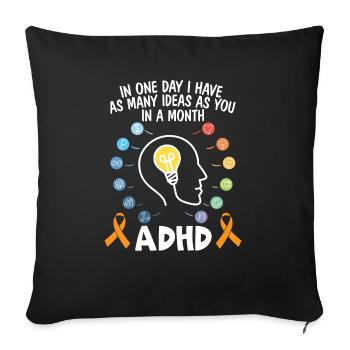 Guerrier TDAH Embrasser neurodiversité Conscience du TDAH - Housse de coussin décorative 45 x 45 cm - noir - Devant