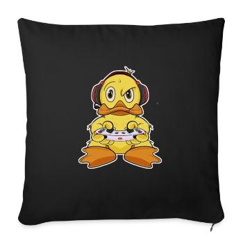 Duck With Gaming Controller I Funny Gaming I Gamer - Sofakissenbezug 45 x 45 cm - Schwarz - Vorne