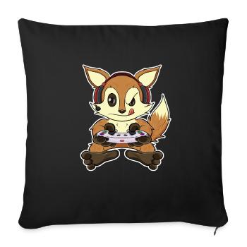 Fox With Gaming Controller I Funny Gaming I Gamer - Sofakissenbezug 45 x 45 cm - Schwarz - Vorne