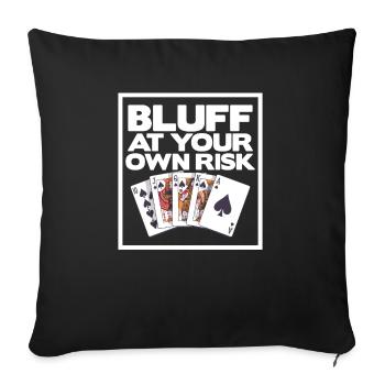 Bluffez à vos risques et périls Cartes de poker de casino - Housse de coussin décorative 45 x 45 cm - noir - Devant
