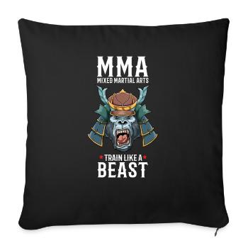 MMA Gorilla Samurai Kopf - Cage Fighter Free - Sofakissenbezug 45 x 45 cm - Schwarz - Vorne