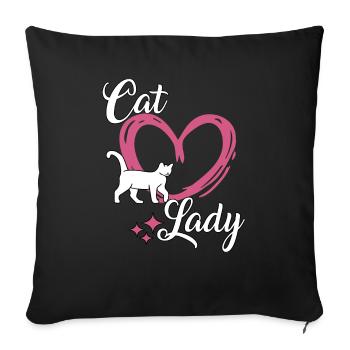 Chats Lady Cats Mama Cats Cadeau Miaou - Housse de coussin décorative 45 x 45 cm - noir - Devant