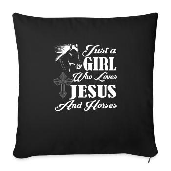 Just A Girl Who Loves Jesus And Horses Pferd - Sofakissenbezug 45 x 45 cm - Schwarz - Vorne