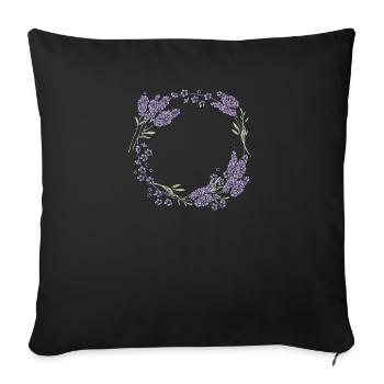 Lavender I Team Bride Fleur Couronne Mariage Boho - Housse de coussin décorative 45 x 45 cm - noir - Devant