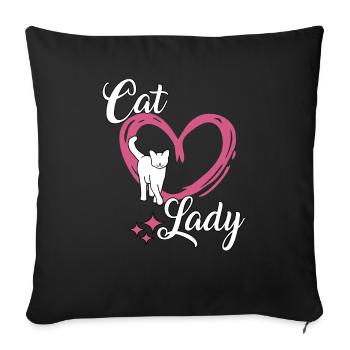 Cat Lady cadeau pour vous mignon propriétaire de chat - Housse de coussin décorative 45 x 45 cm - noir - Devant