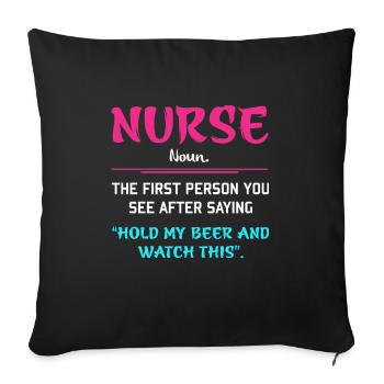 Drôle d’infirmière - Housse de coussin décorative 45 x 45 cm - noir - Devant