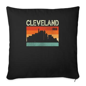 Cleveland Ohio - Sofa pillowcase 17,3'' x 17,3'' (45 x 45 cm) - black - Front