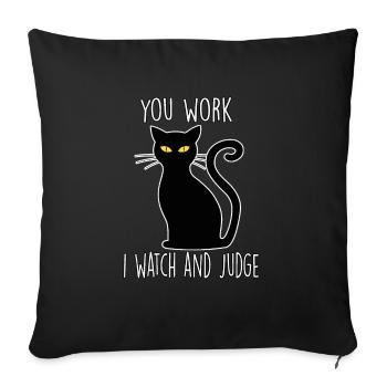 Cat owner gift cute lazy cat outfit - Sofa pillowcase 17,3'' x 17,3'' (45 x 45 cm) - black - Front