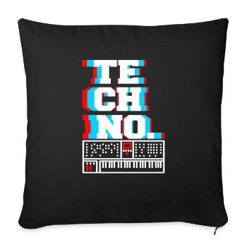 Techno rétro. T-shirt Old School génial - Housse de coussin décorative 45 x 45 cm - noir - Devant