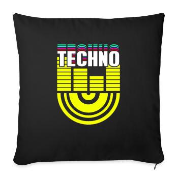 Cool TECHNO Retro Music Lover Designs T-Shirt - Housse de coussin décorative 45 x 45 cm - noir - Devant