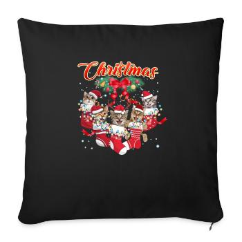 Xmas Cats - Cute Cats in Christmas Stocking - Sofa pillowcase 17,3'' x 17,3'' (45 x 45 cm) - black - Front