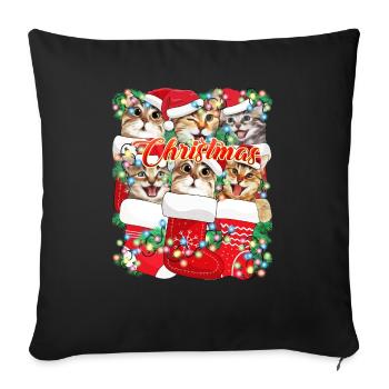 Christmas Cats, Funny and Cute Cat in Xmas Stockin - Sofa pillowcase 17,3'' x 17,3'' (45 x 45 cm) - black - Front