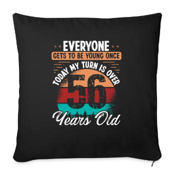 Idée d’anniversaire de 56 ans pour hommes 56 ans - Housse de coussin décorative 45 x 45 cm - noir - Devant