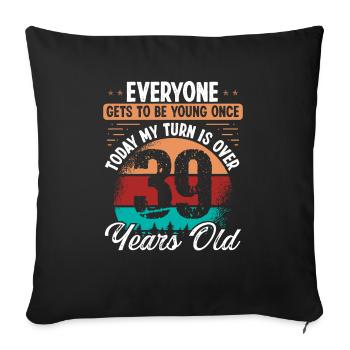 Idée d’anniversaire de 39 ans pour hommes 39 ans - Housse de coussin décorative 45 x 45 cm - noir - Devant