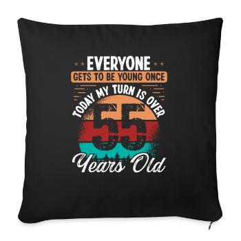 Idée d’anniversaire de 55 ans pour hommes 55 ans - Housse de coussin décorative 45 x 45 cm - noir - Devant