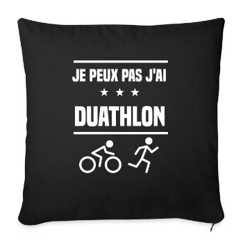 Je Peux Pas J'ai duathlon sport humour duathlète - Housse de coussin décorative 45 x 45 cm - noir - Devant