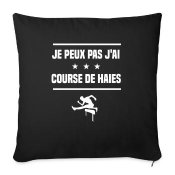 Je Peux Pas J'ai course de haies humour athlète - Housse de coussin décorative 45 x 45 cm - noir - Devant