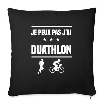 Je Peux Pas J'ai duathlon humour duathlète - Housse de coussin décorative 45 x 45 cm - noir - Devant
