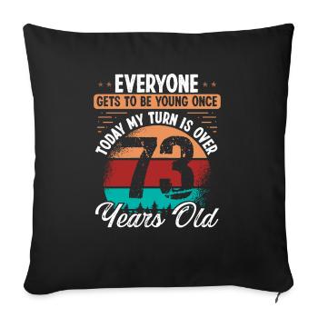 Idée d’anniversaire de 73 ans pour hommes 73 anniversaires - Housse de coussin décorative 45 x 45 cm - noir - Devant