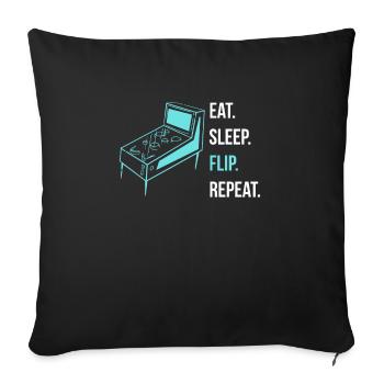 Eat Sleep Flip Repeat Pinball Shirt Cadeau - Housse de coussin décorative 45 x 45 cm - noir - Devant