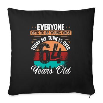 Idée d’anniversaire de 64 ans pour hommes 64 anniversaire - Housse de coussin décorative 45 x 45 cm - noir - Devant