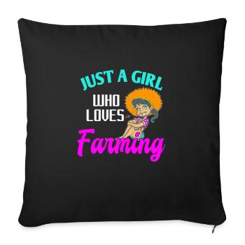 Juste une fille qui aime l’agriculture T-Shirt génial - Housse de coussin décorative 45 x 45 cm - noir - Devant