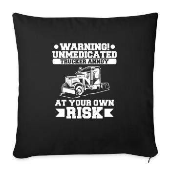 Avertissement Camionneur non médicamenteux Ennuyer à vos propres risques - Housse de coussin décorative 45 x 45 cm - noir - Devant