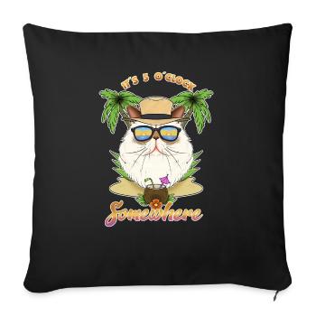 Il est 5 oClock quelque part en train de boire un chat de l’Himalaya - Housse de coussin décorative 45 x 45 cm - noir - Devant