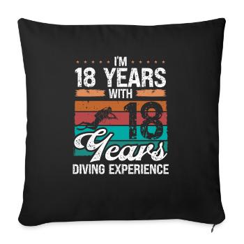 36 Idée d’anniversaire Plongée sous-marine Plongeur de 36 ans - Housse de coussin décorative 45 x 45 cm - noir - Devant