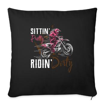 Motocross Motocycliste Motard VTT Moto Gesch - Housse de coussin décorative 45 x 45 cm - noir - Devant